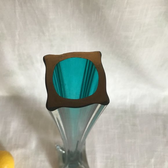 Large Soliflore Art Glass Vase, 1960s Green and Clear Glass - Picture 6 of 8